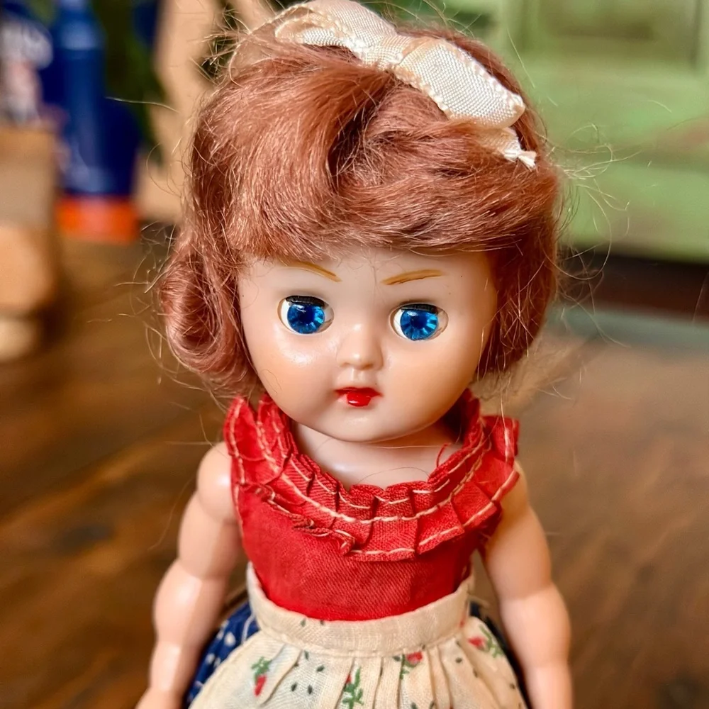 Sweet Vintage 1950s 8 in Walker Doll, Sleep Eyes, Mid-Century Charm